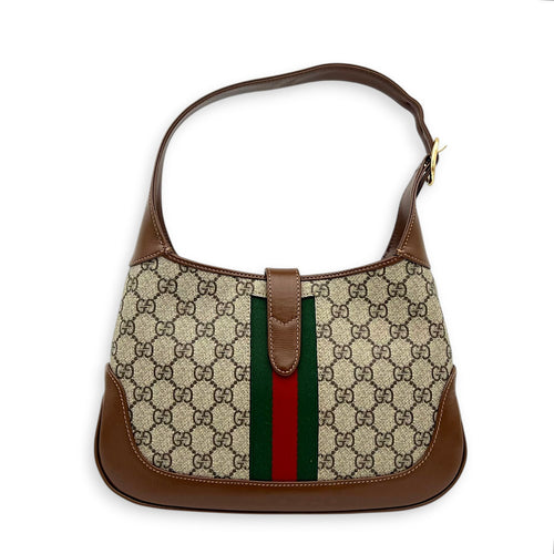 Jackie 1961 Shoulder Bag Brown in Coated Canvas, Gold hardware