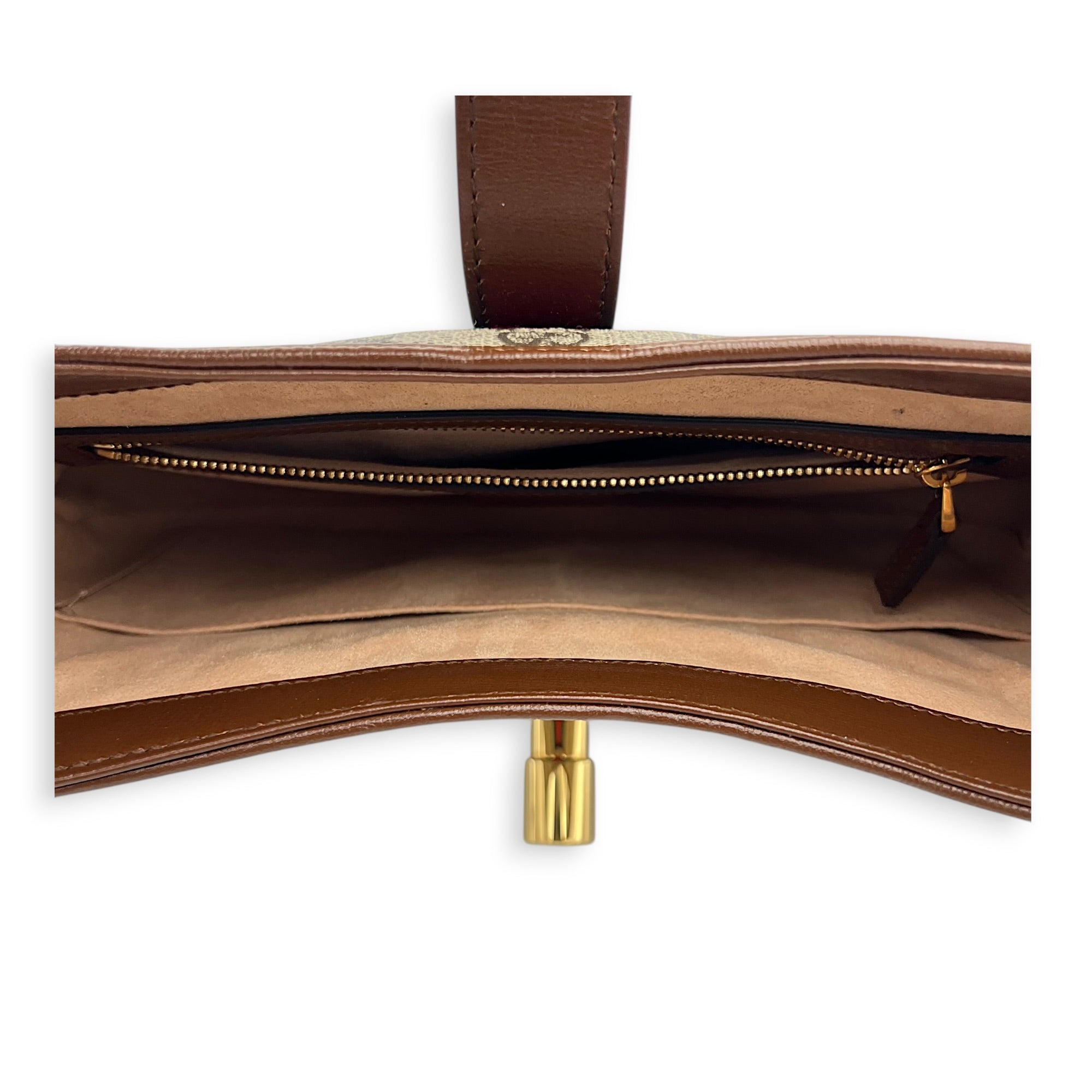 Jackie 1961 Shoulder Bag Brown in Coated Canvas, Gold hardware