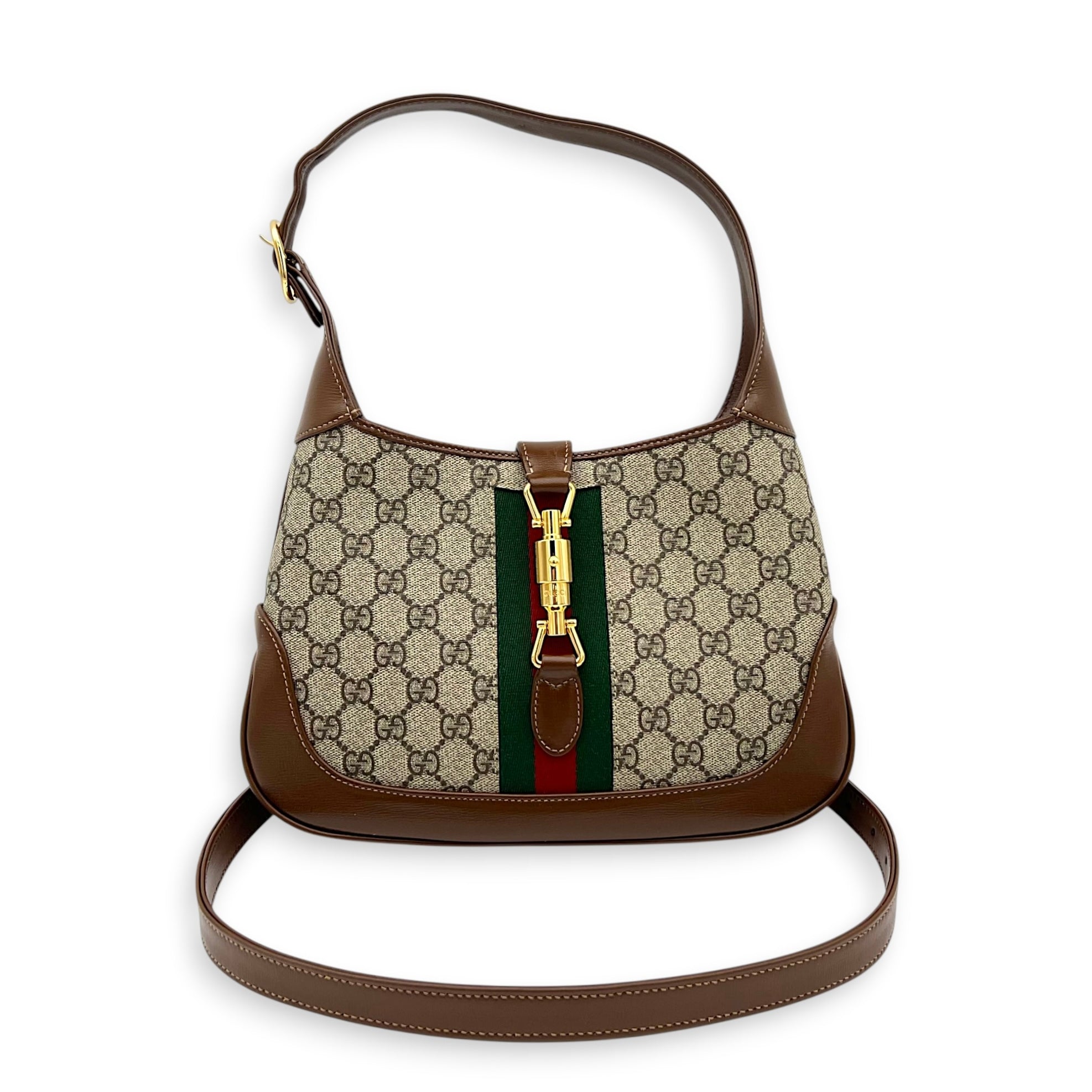 Jackie 1961 Shoulder Bag Brown in Coated Canvas, Gold hardware