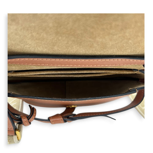 Gate Shoulder Bag Brown in Calfskin, Gold hardware
