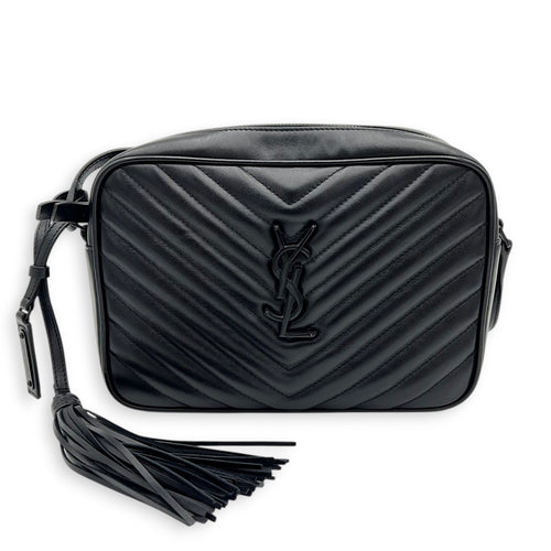 Loulou Shoulder Bag Black in Calfskin, Black hardware