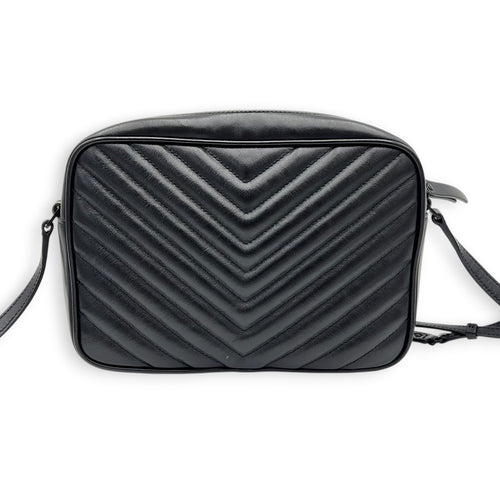 Loulou Shoulder Bag Black in Calfskin, Black hardware