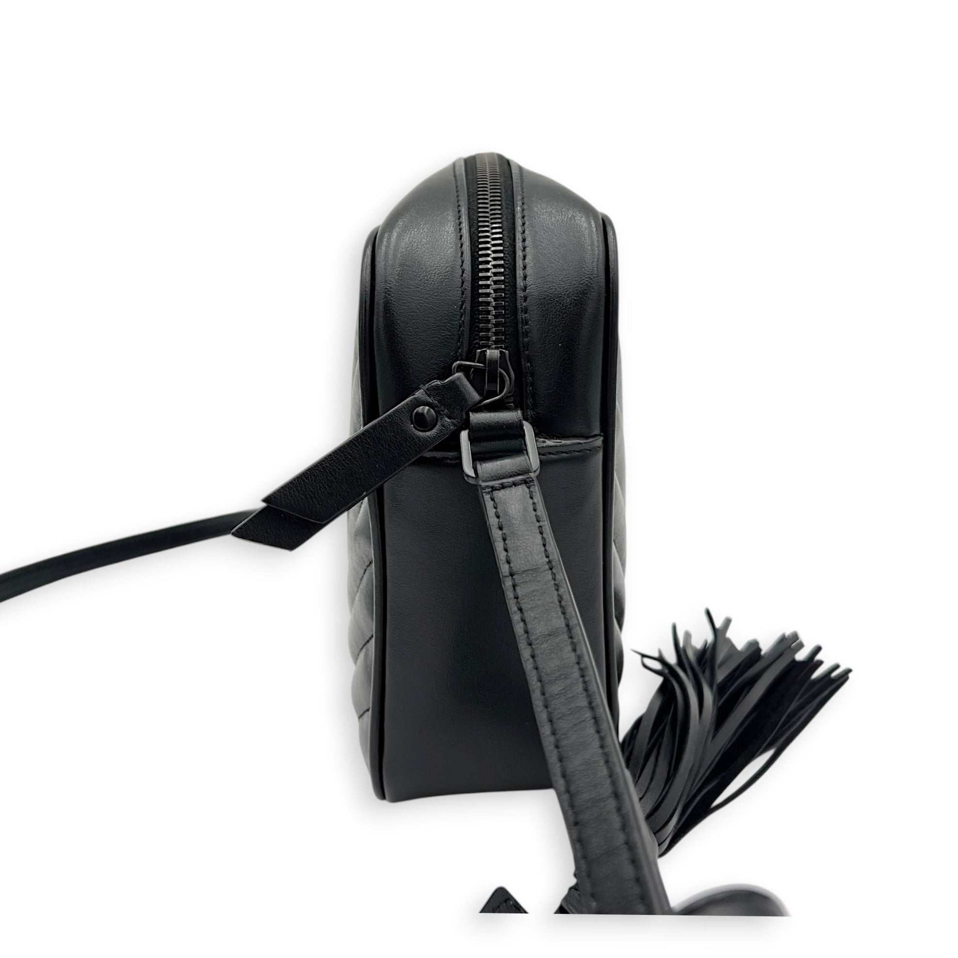 Loulou Shoulder Bag Black in Calfskin, Black hardware
