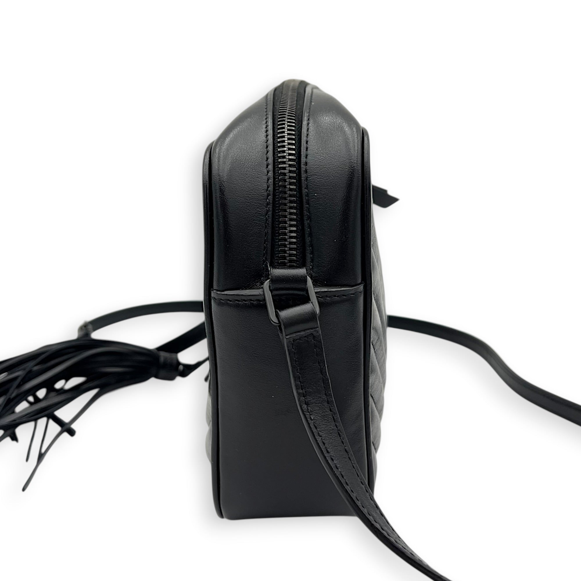 Loulou Shoulder Bag Black in Calfskin, Black hardware