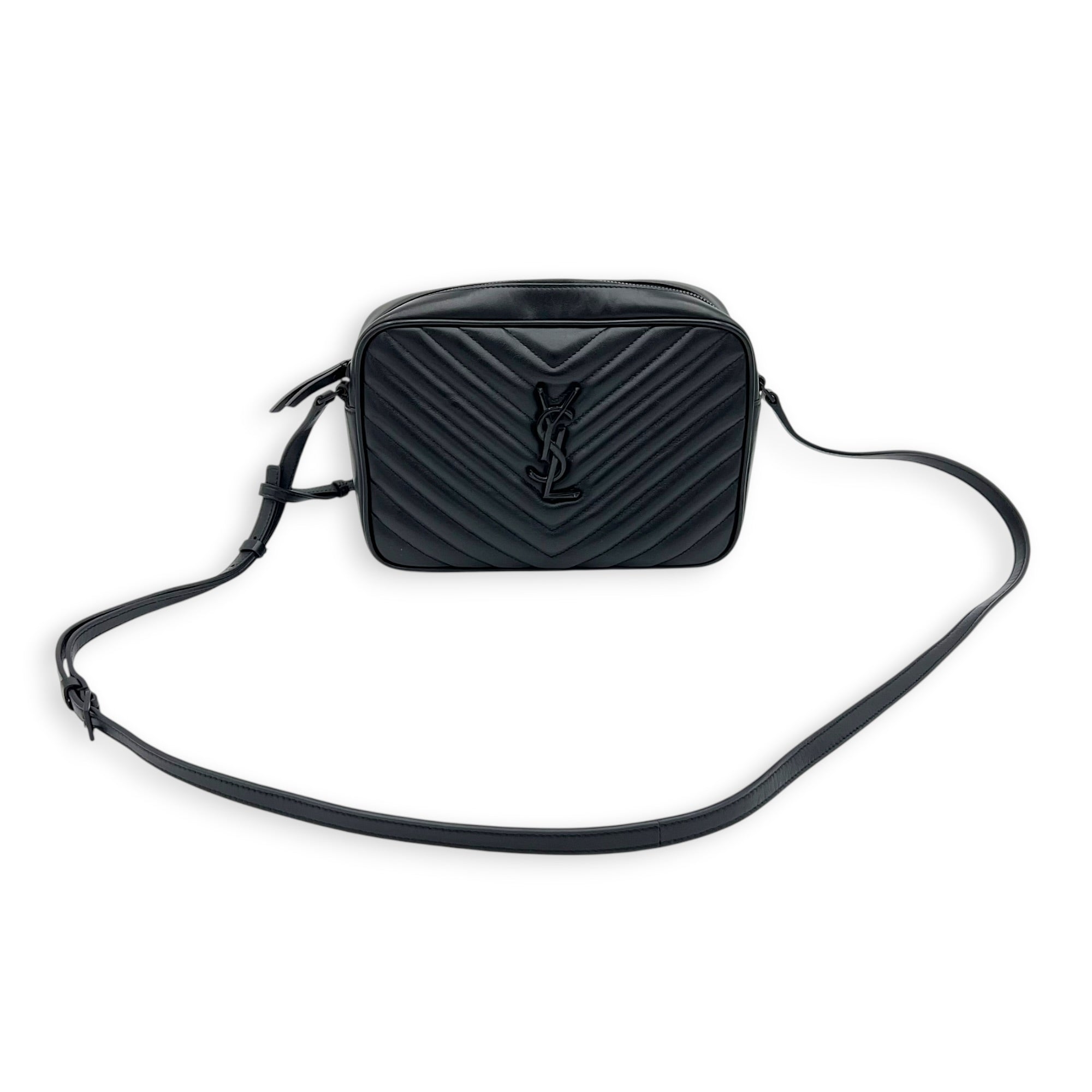 Loulou Shoulder Bag Black in Calfskin, Black hardware