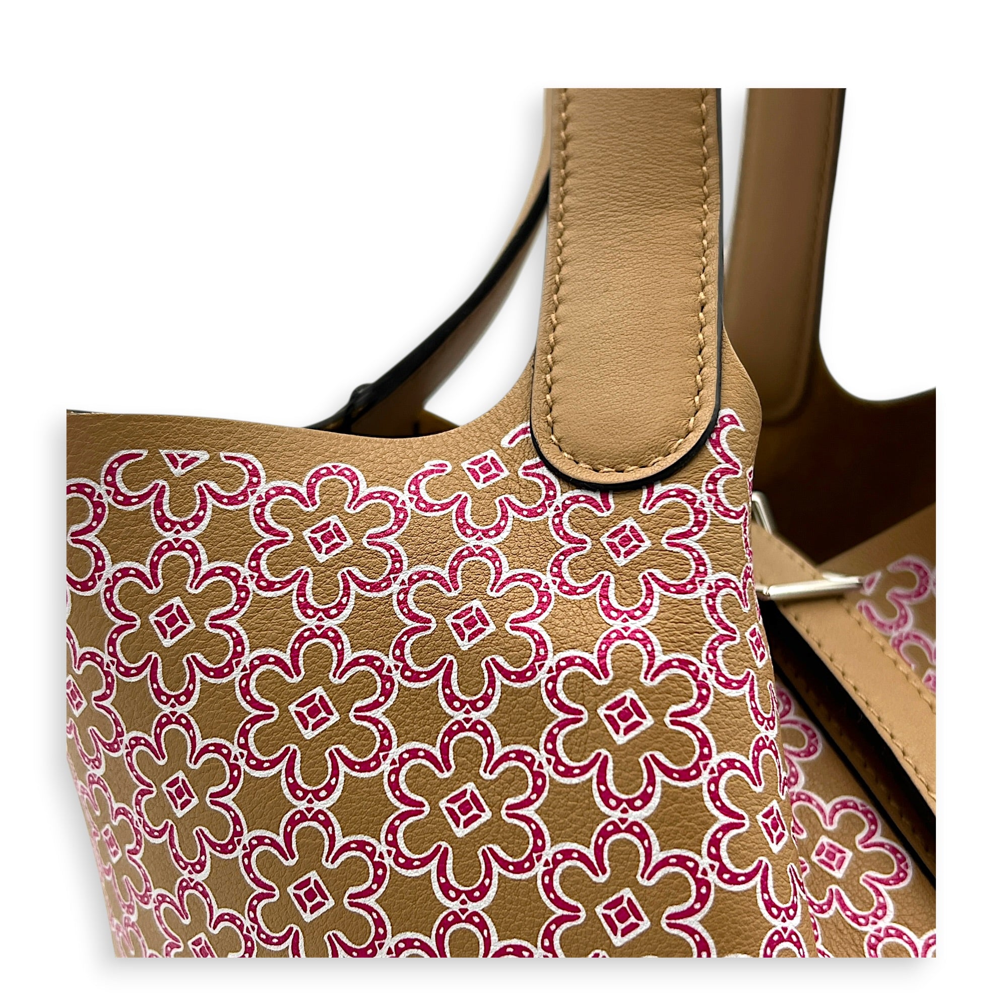 Picotin 18 Daisy Chai/Rose/White Top Handle Bag in Swift, Palladium hardware
