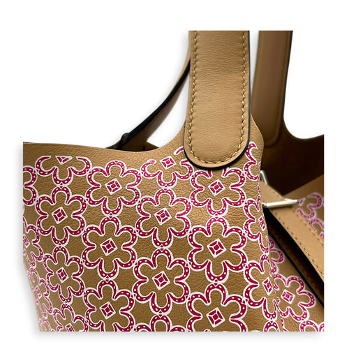 Picotin 18 Daisy Chai/Rose/White Top Handle Bag in Swift, Palladium hardware