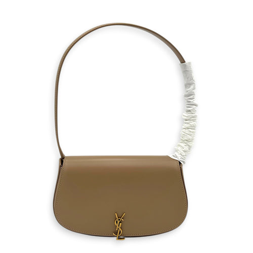 Voltaire Shoulder Bag Beige in Calfskin, Gold hardware
