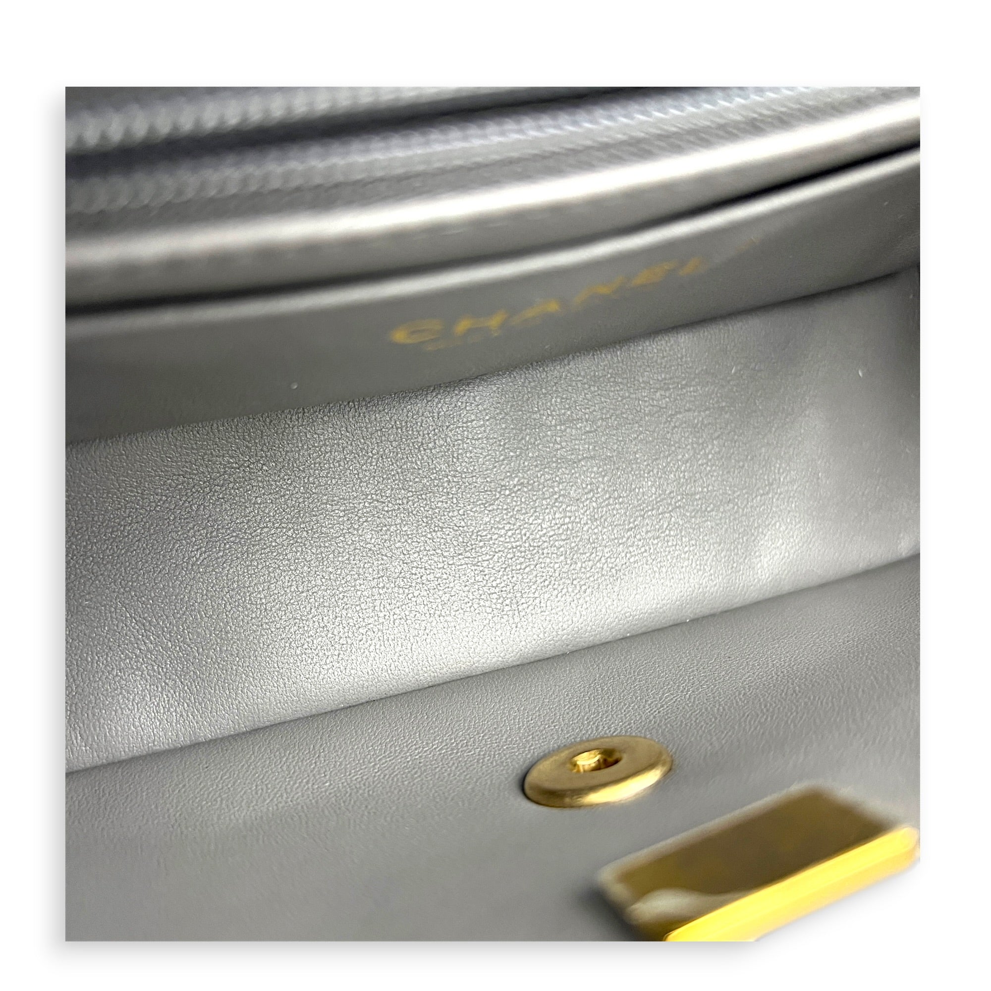 CC Rectangle Top Handle Bag in Lambskin, Gold hardware