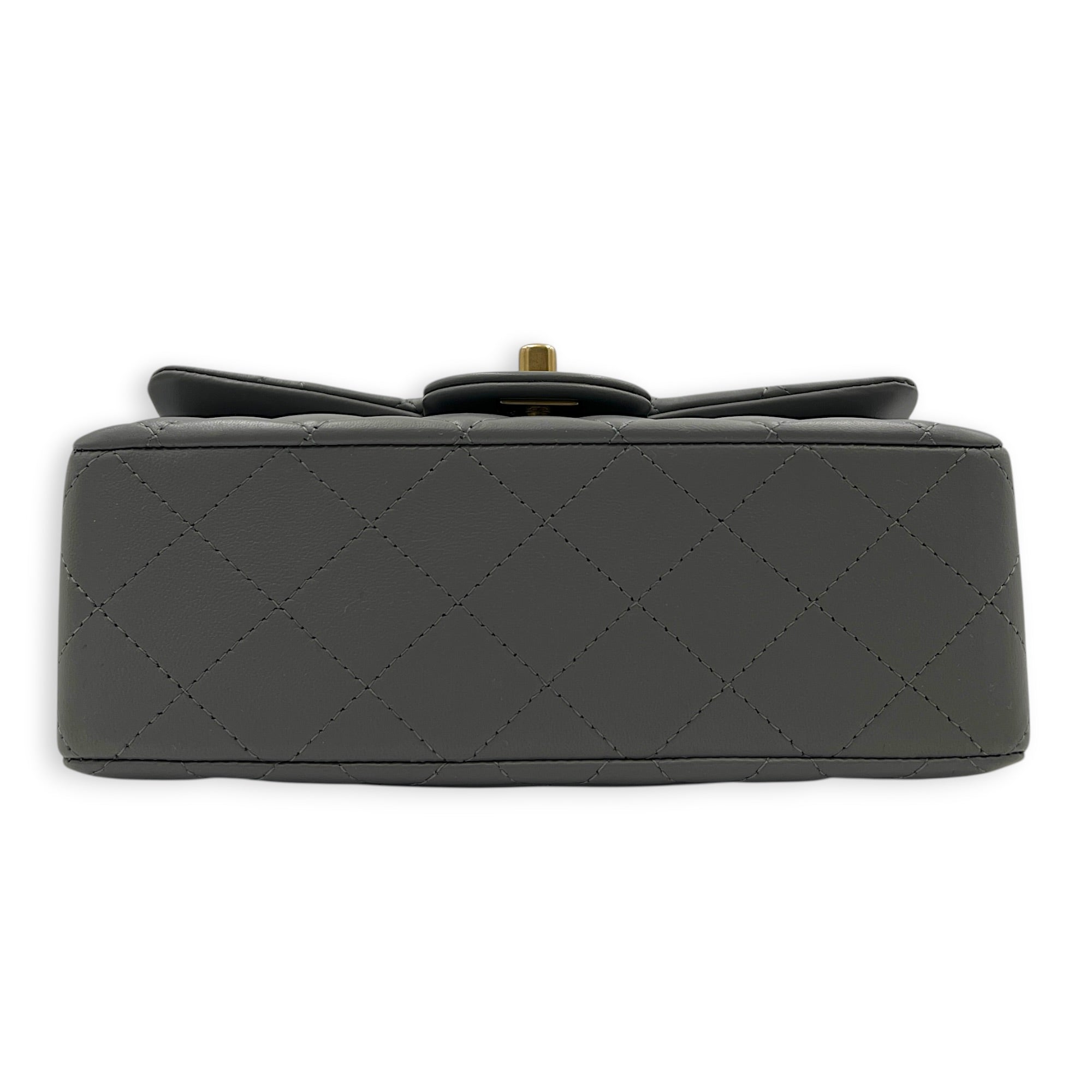 CC Rectangle Top Handle Bag in Lambskin, Gold hardware