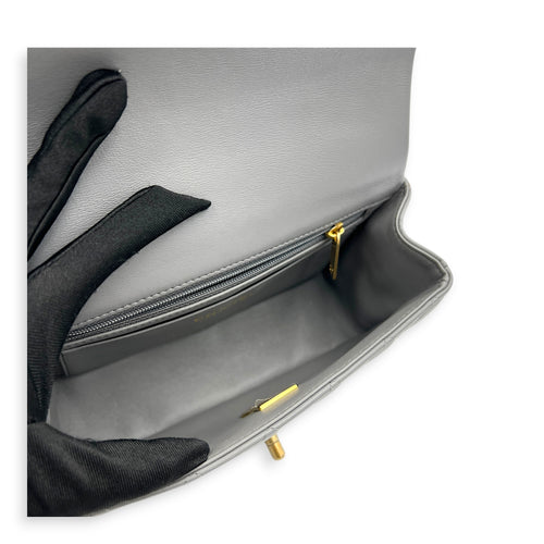 CC Rectangle Top Handle Bag in Lambskin, Gold hardware