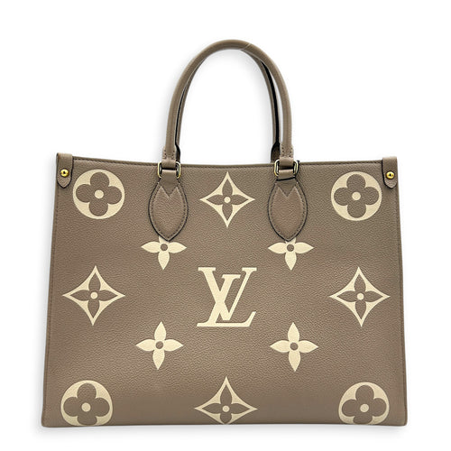 OnTheGo Tote Bag MM Beige in Empreinte Leather, Gold hardware