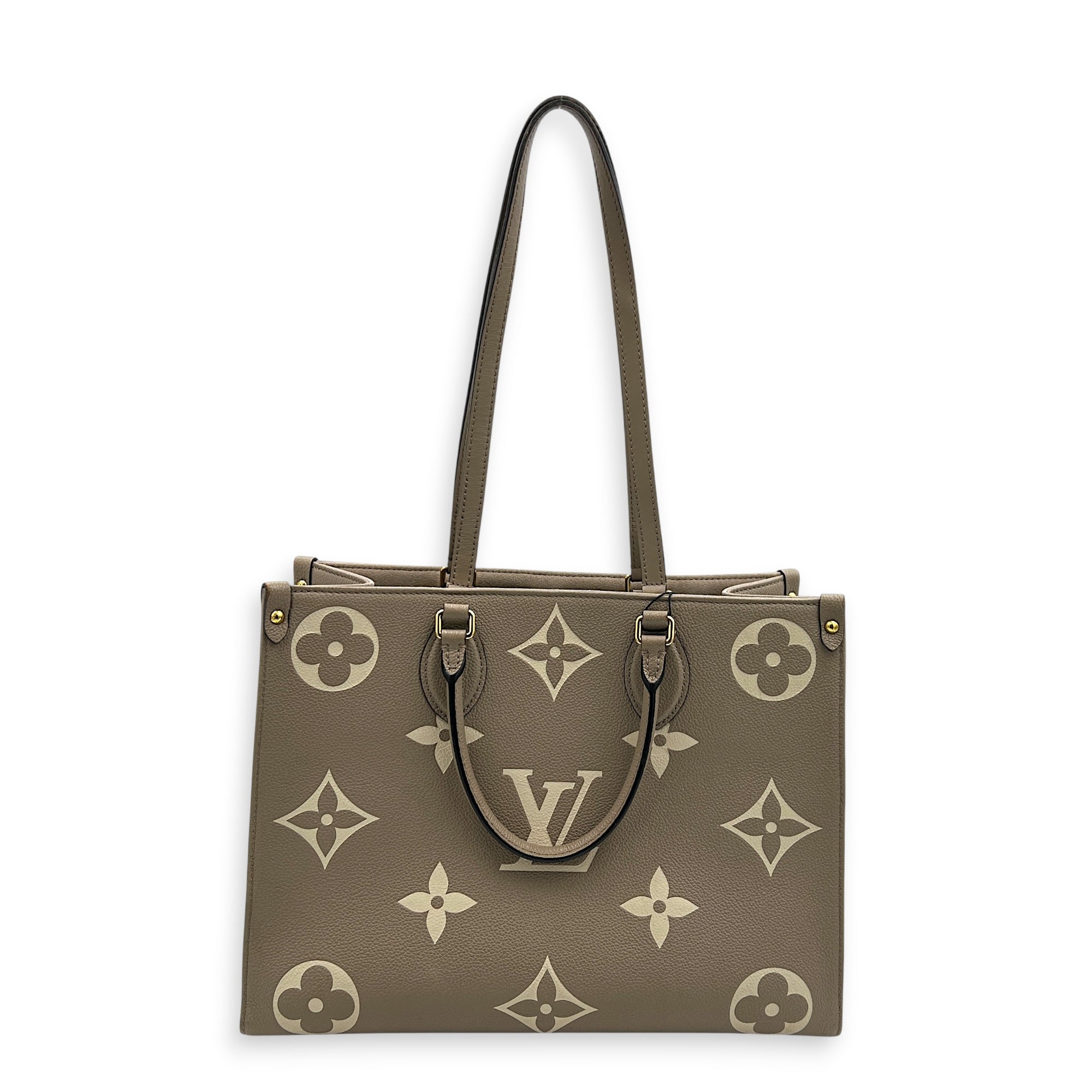 OnTheGo Tote Bag MM Beige in Empreinte Leather, Gold hardware