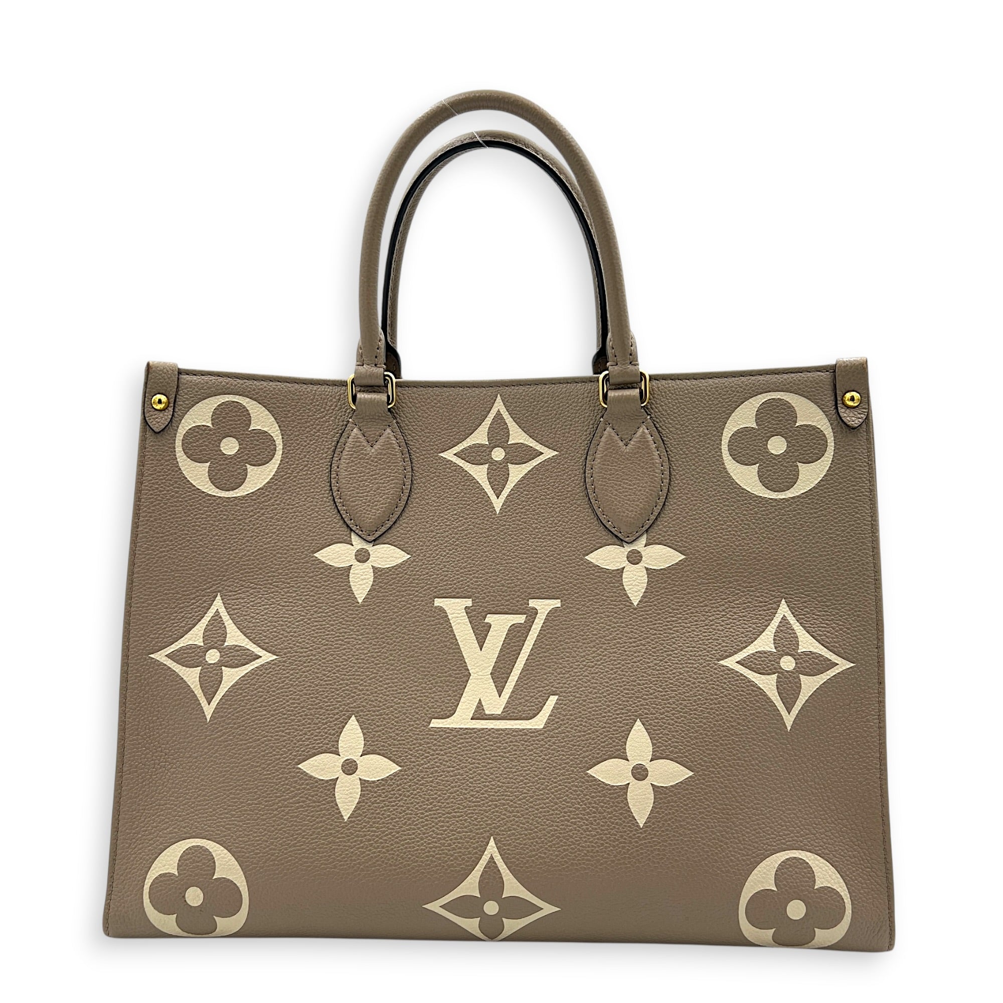 OnTheGo Tote Bag MM Beige in Empreinte Leather, Gold hardware