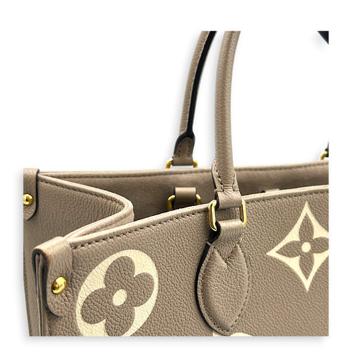 OnTheGo Tote Bag MM Beige in Empreinte Leather, Gold hardware
