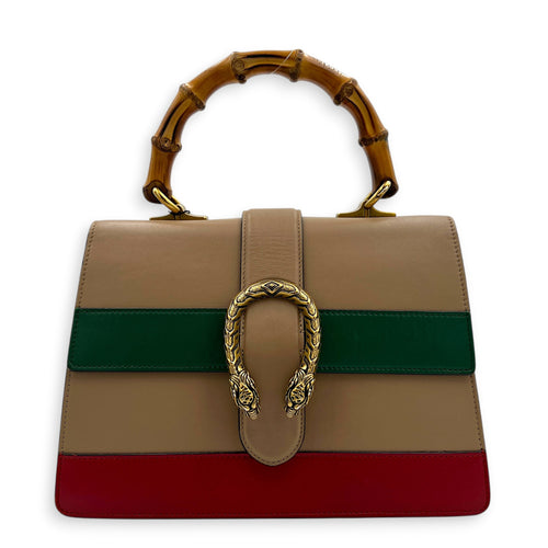 Dionysus Medium Tricolor Top Handle Bag in Calfskin, Gold hardware