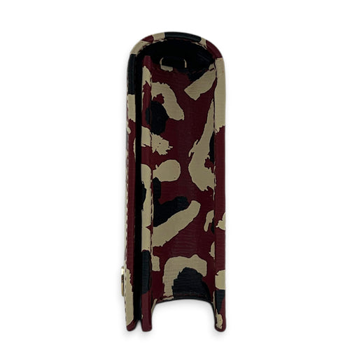 Interlocking G Wallet On Chain Red in Calfskin, Gold hardware