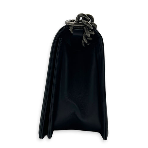Boy Medium Blue Shoulder Bag in Calfskin, Silver hardware