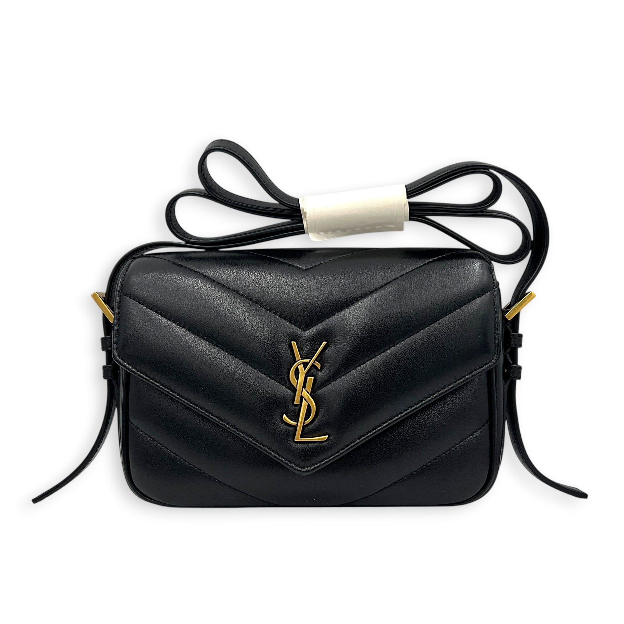 Loulou Toy Black Crossbody Bag in Lambskin, Gold hardware