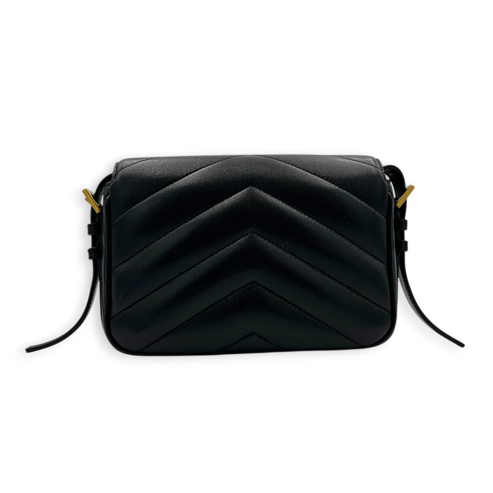 Loulou Toy Black Crossbody Bag in Lambskin, Gold hardware