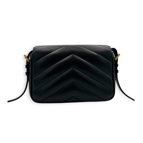 Loulou Toy Black Crossbody Bag in Lambskin, Gold hardware
