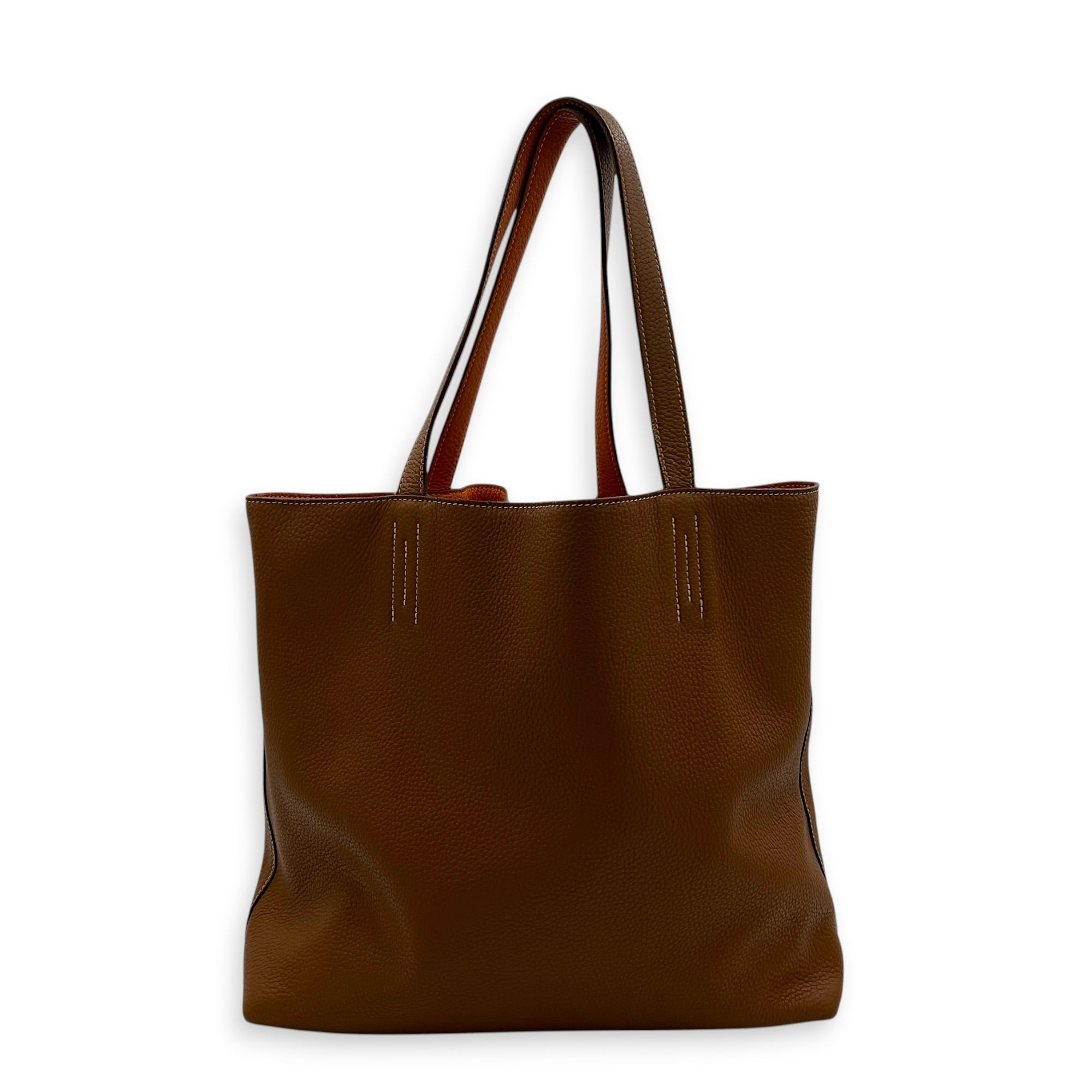 Double Sens Gold/Orange Tote Bag in Clemence