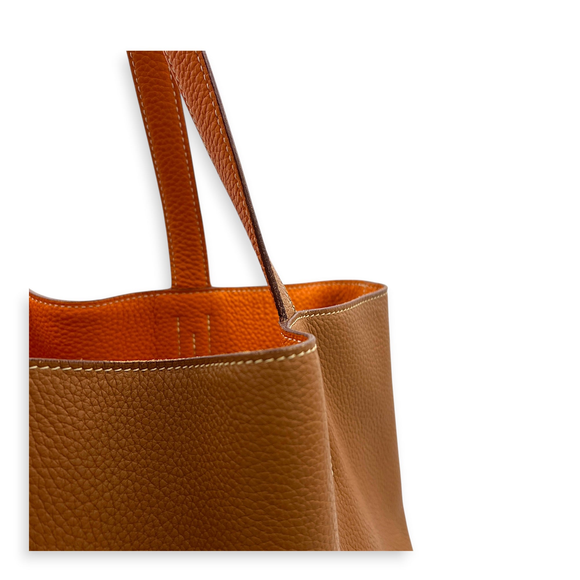 Double Sens Gold/Orange Tote Bag in Clemence