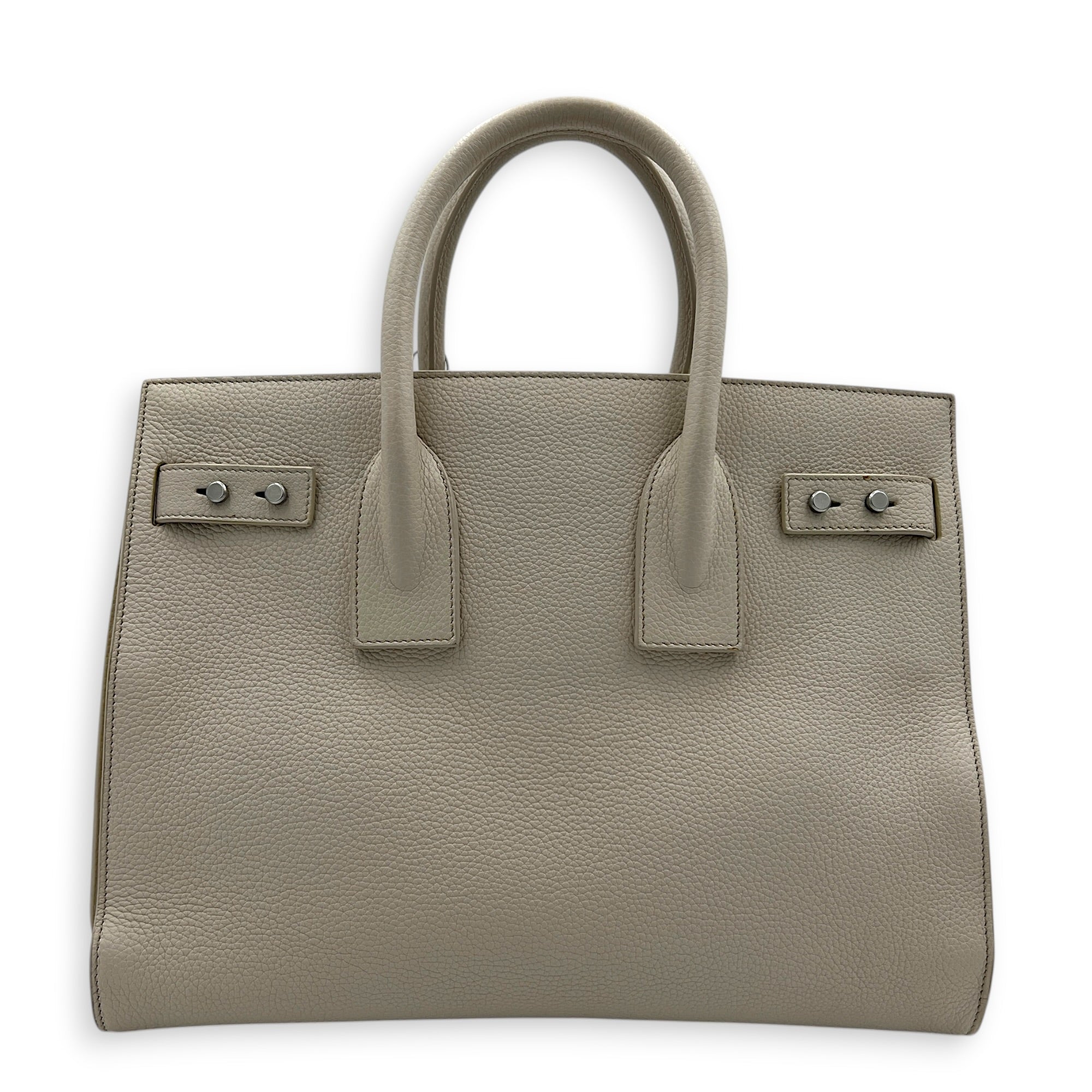 Sac de Jour Top Handle Bag White in Calfskin, Silver hardware