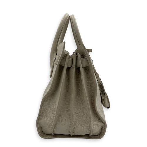 Sac de Jour Top Handle Bag White in Calfskin, Silver hardware