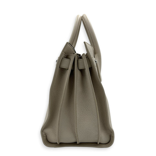 Sac de Jour Top Handle Bag White in Calfskin, Silver hardware