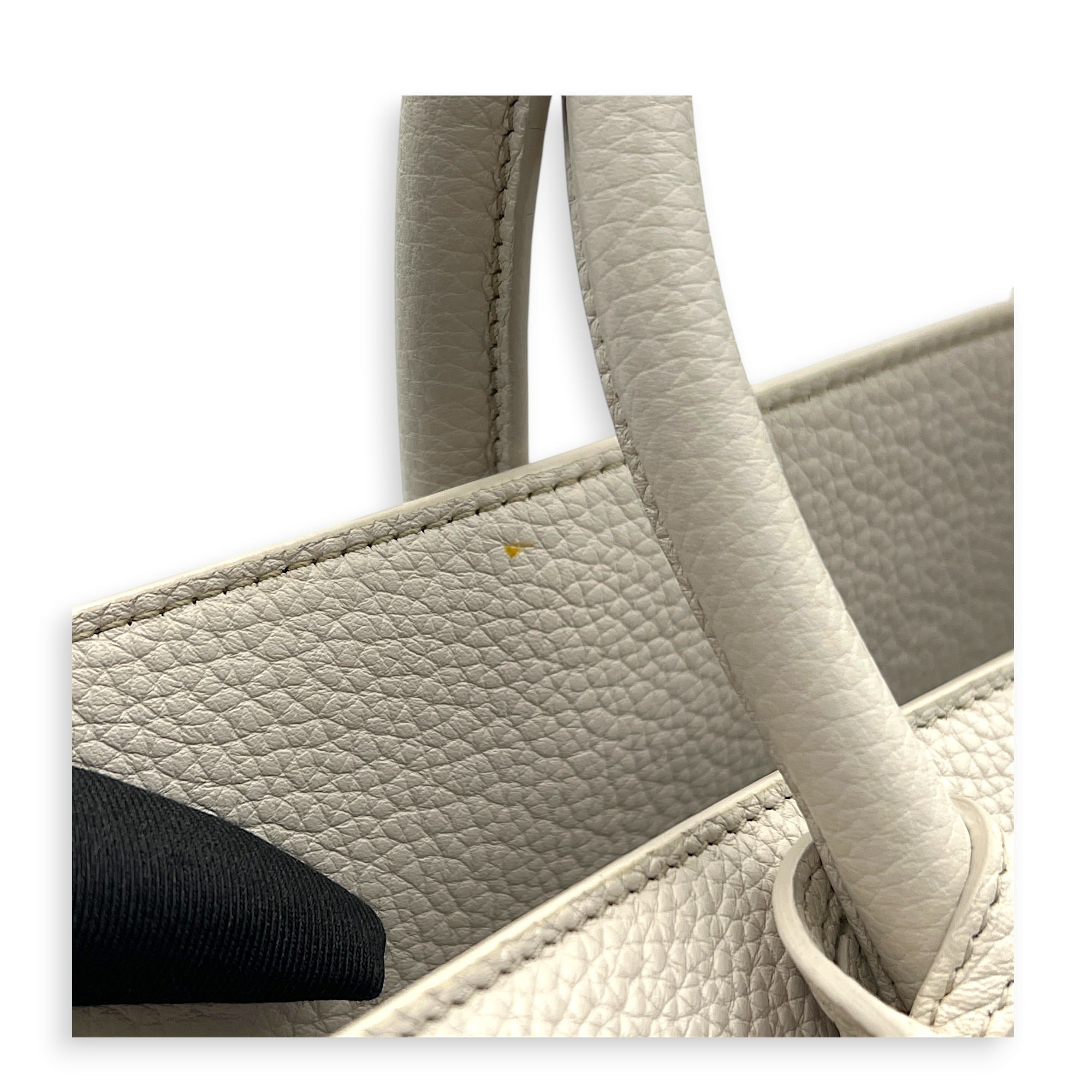 Sac de Jour Top Handle Bag White in Calfskin, Silver hardware