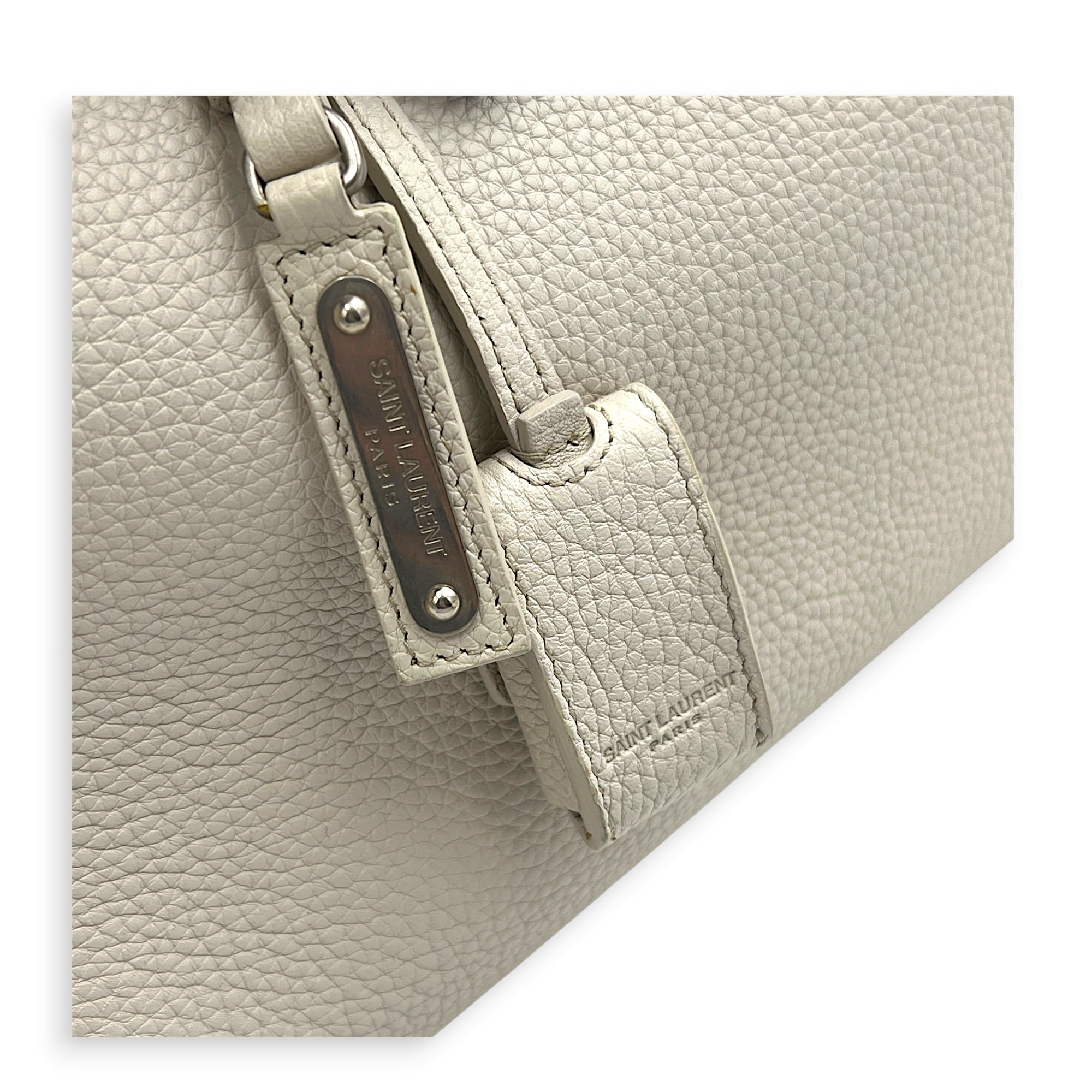 Sac de Jour Top Handle Bag White in Calfskin, Silver hardware