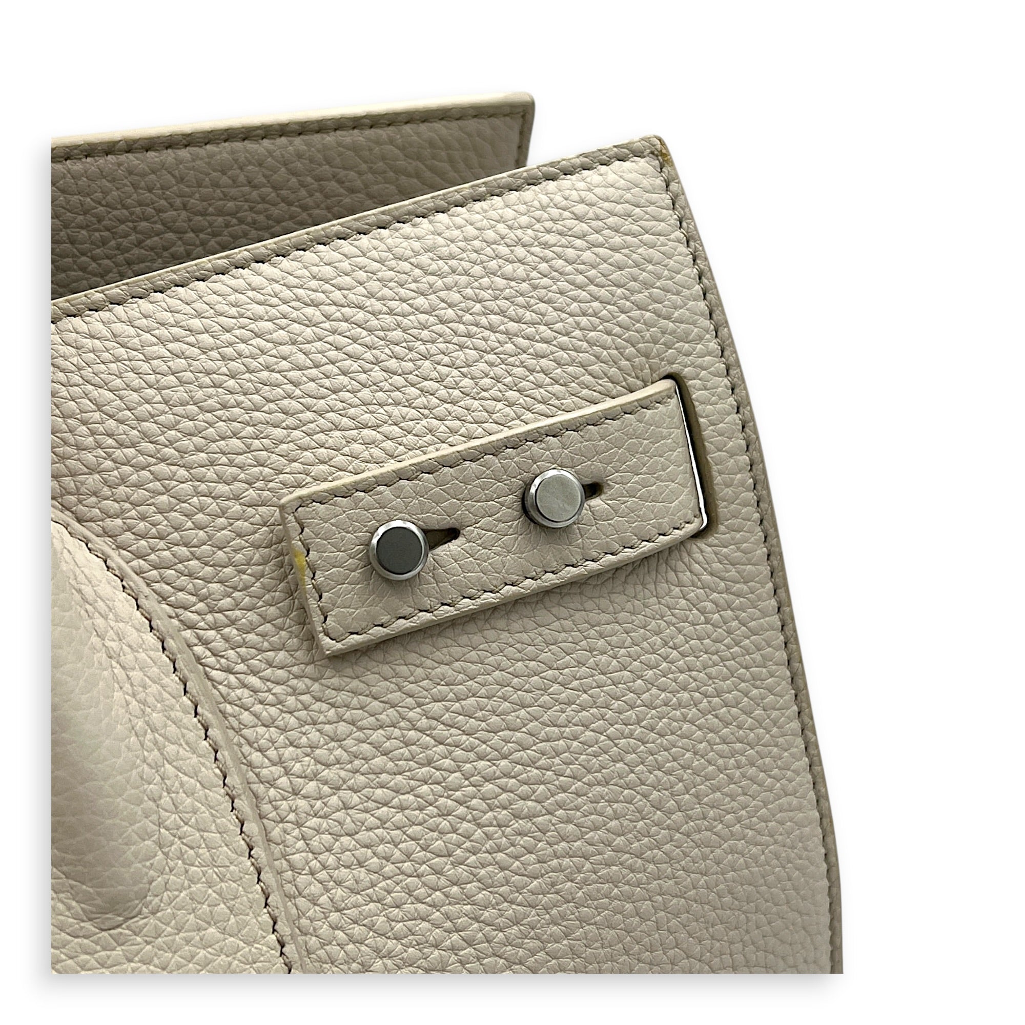Sac de Jour Top Handle Bag White in Calfskin, Silver hardware