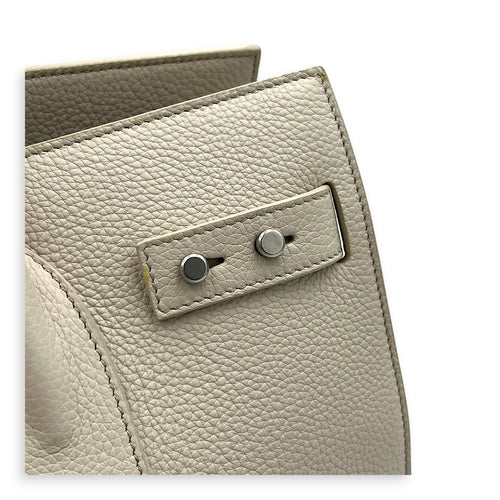 Sac de Jour Top Handle Bag White in Calfskin, Silver hardware