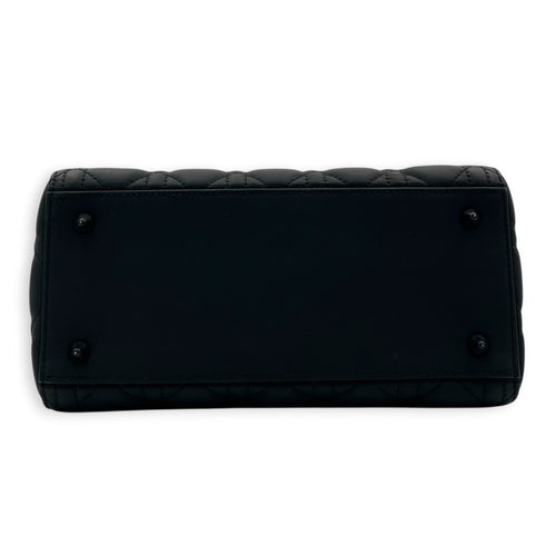 Lady Dior Top Handle Bag Medium Black in Lambskin, Ultramatte hardware