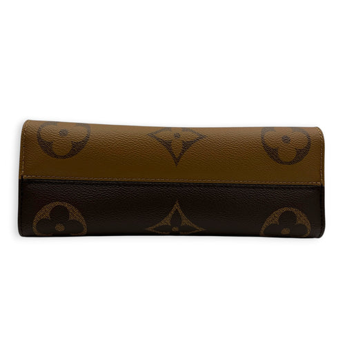 OnTheGo Top Handle Bag East West Brown in Monogram Coated Canvas, Gold hardware