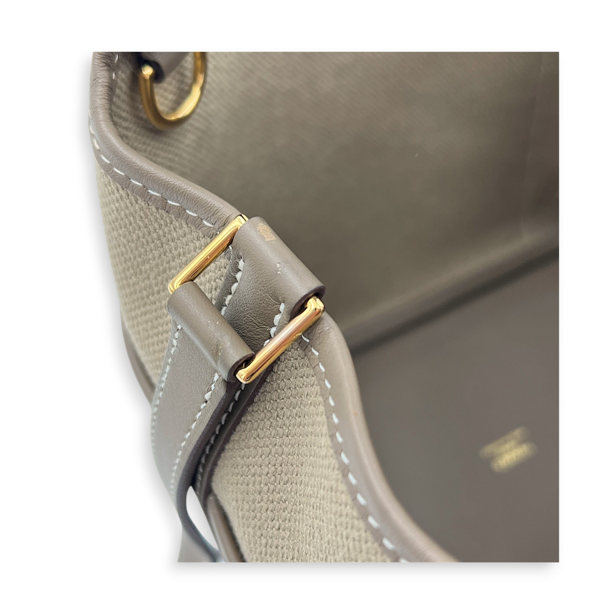 Picotin Cargo 18 Beige Marfa Top Handle Bag in Canvas, Gold hardware