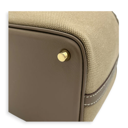 Picotin Cargo 18 Beige Marfa Top Handle Bag in Canvas, Gold hardware