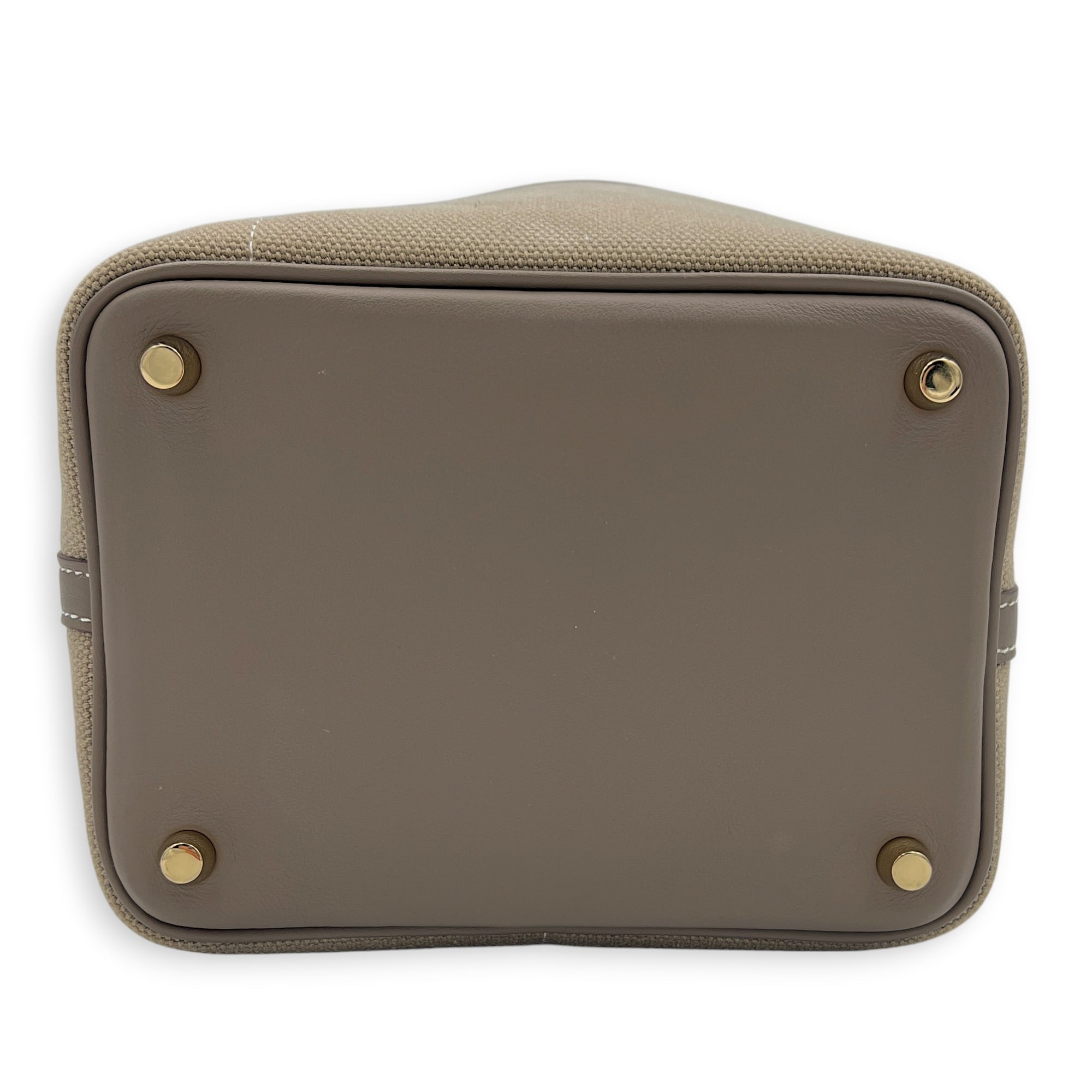 Picotin Cargo 18 Beige Marfa Top Handle Bag in Canvas, Gold hardware