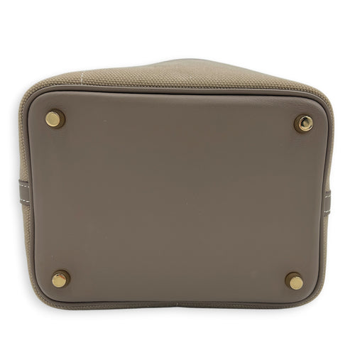Picotin Cargo 18 Beige Marfa Top Handle Bag in Canvas, Gold hardware