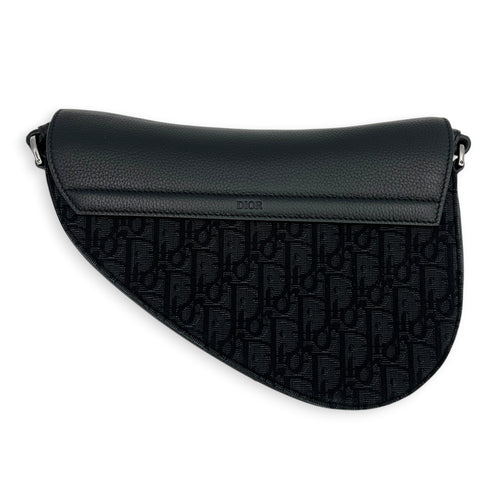Saddle Crossbody Bag Black in Canvas, Silver hardware