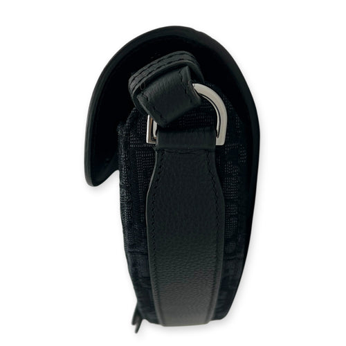 Saddle Crossbody Bag Black in Canvas, Silver hardware