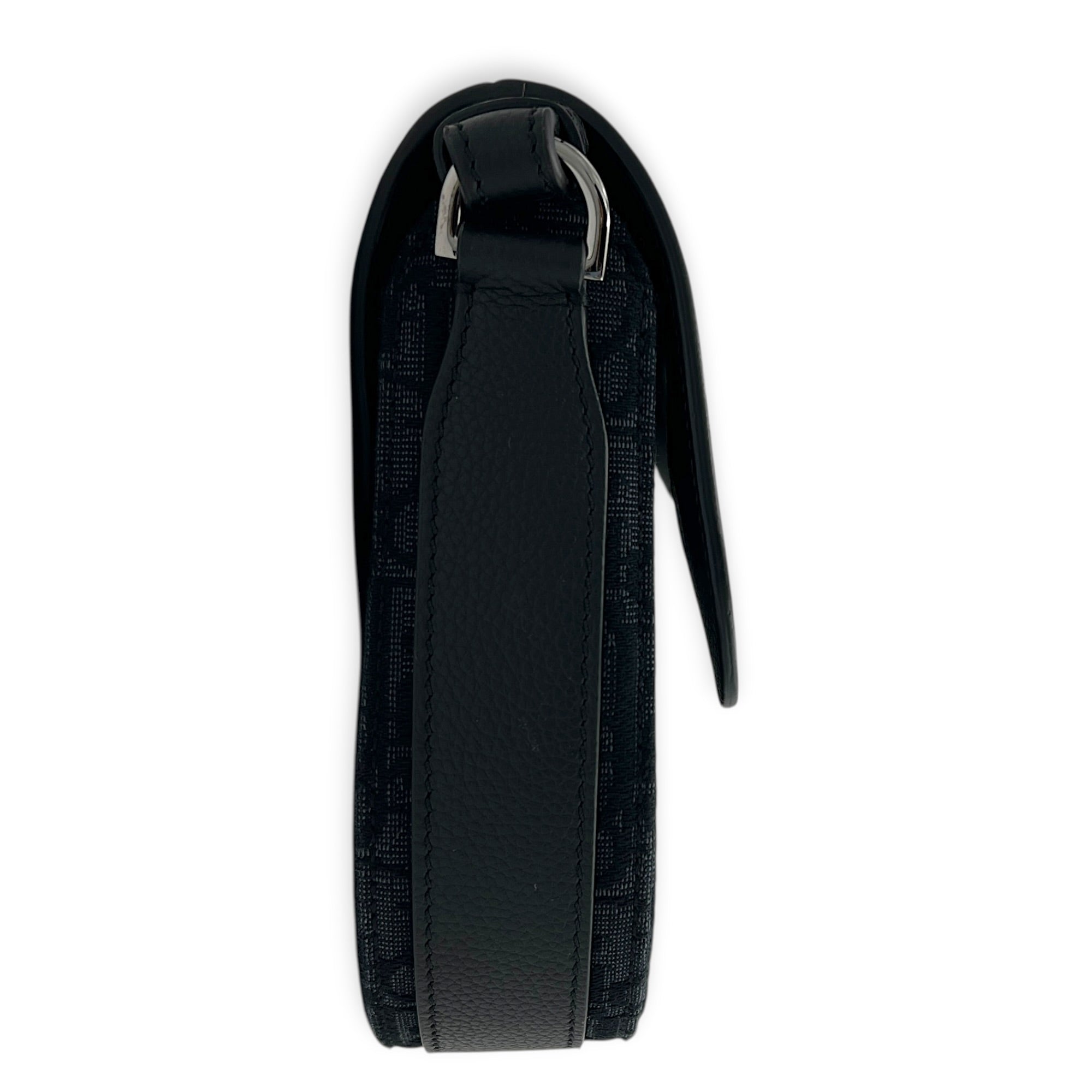 Saddle Crossbody Bag Black in Canvas, Silver hardware