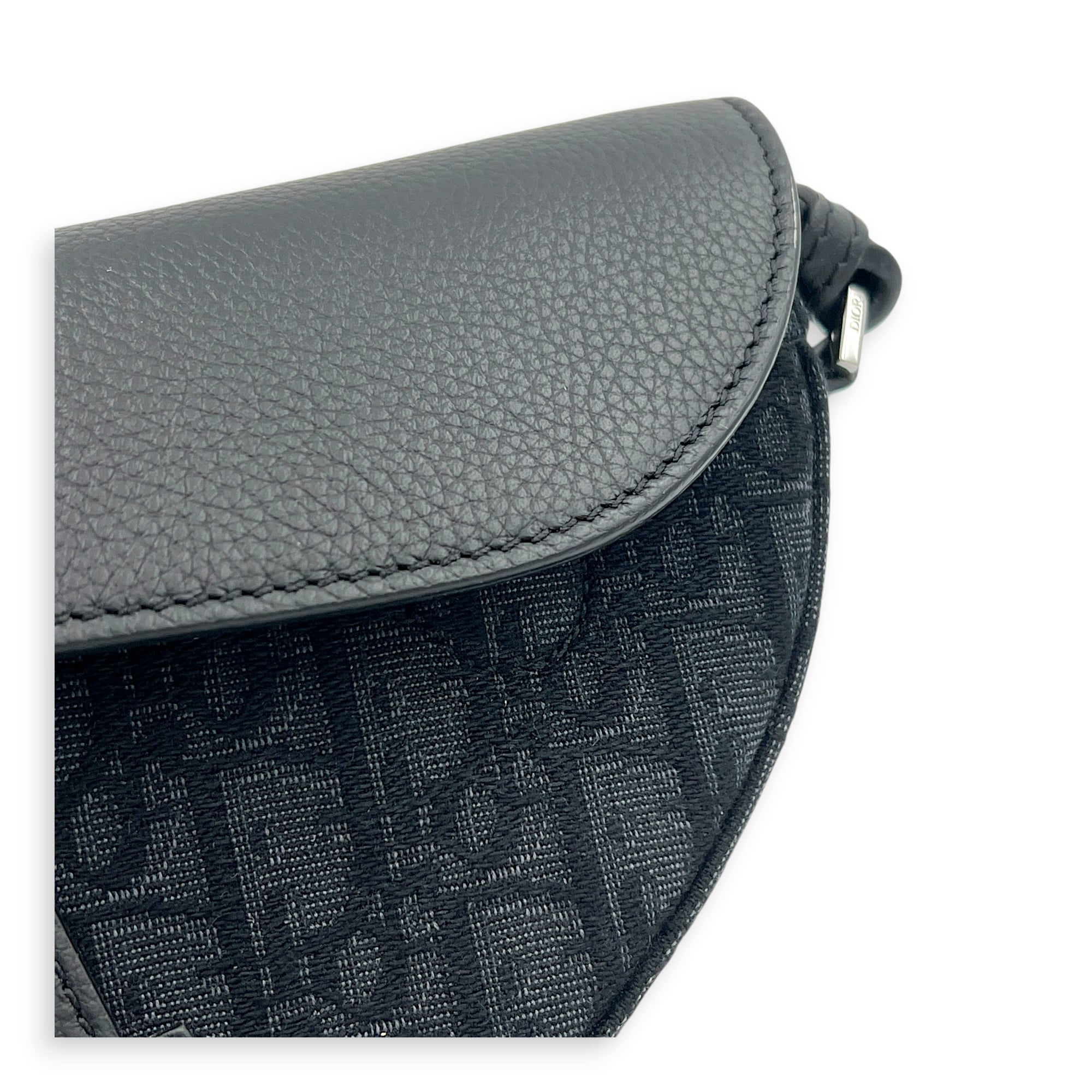 Saddle Crossbody Bag Black in Canvas, Silver hardware