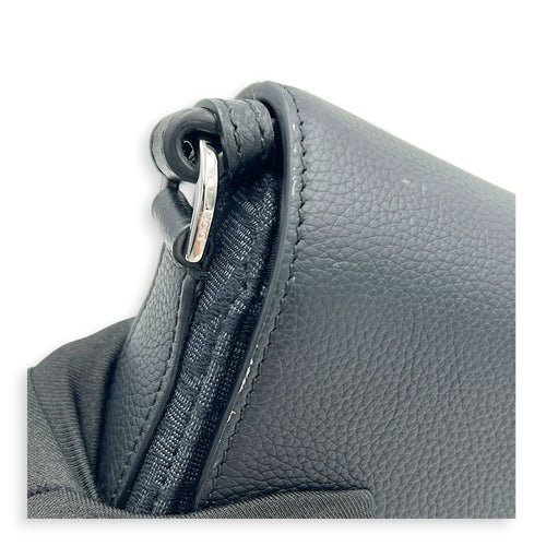Saddle Crossbody Bag Black in Canvas, Silver hardware