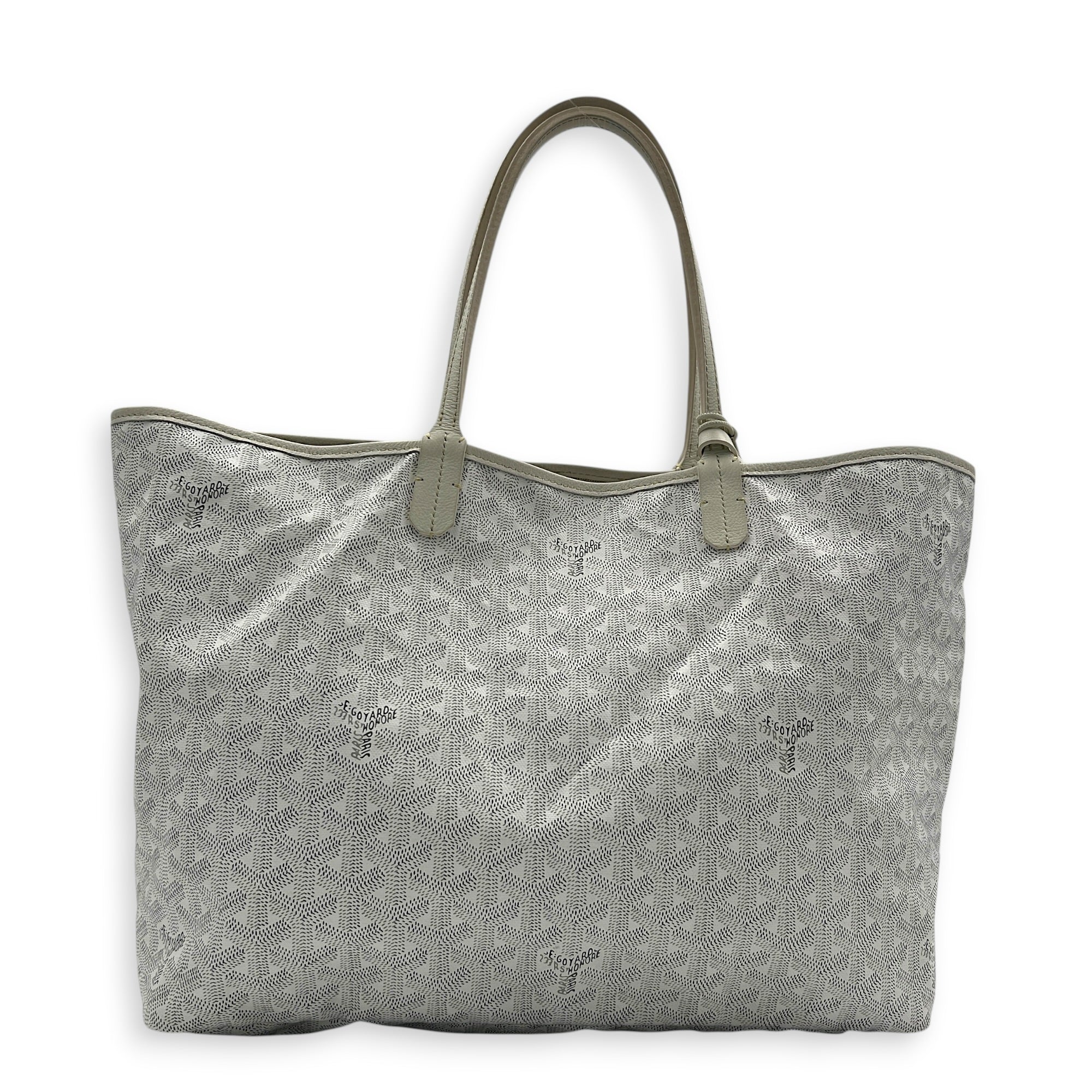 Saint Louis PM White Tote Bag in Coated Canvas, Silver hardware