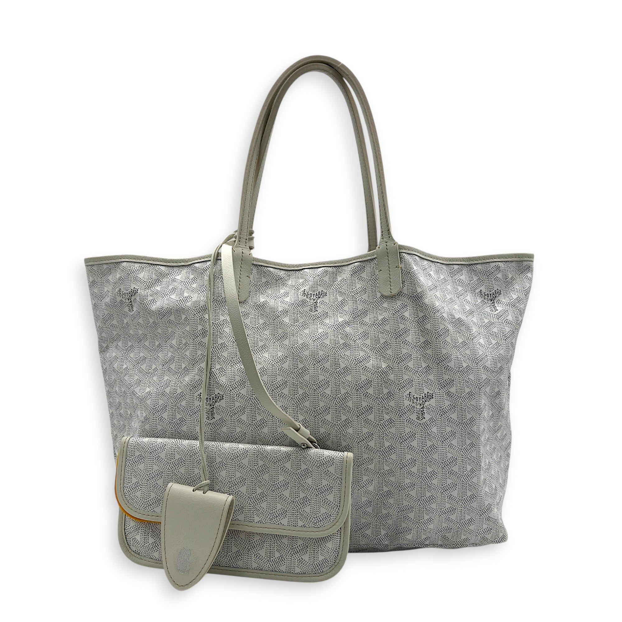 Saint Louis PM White Tote Bag in Coated Canvas, Silver hardware