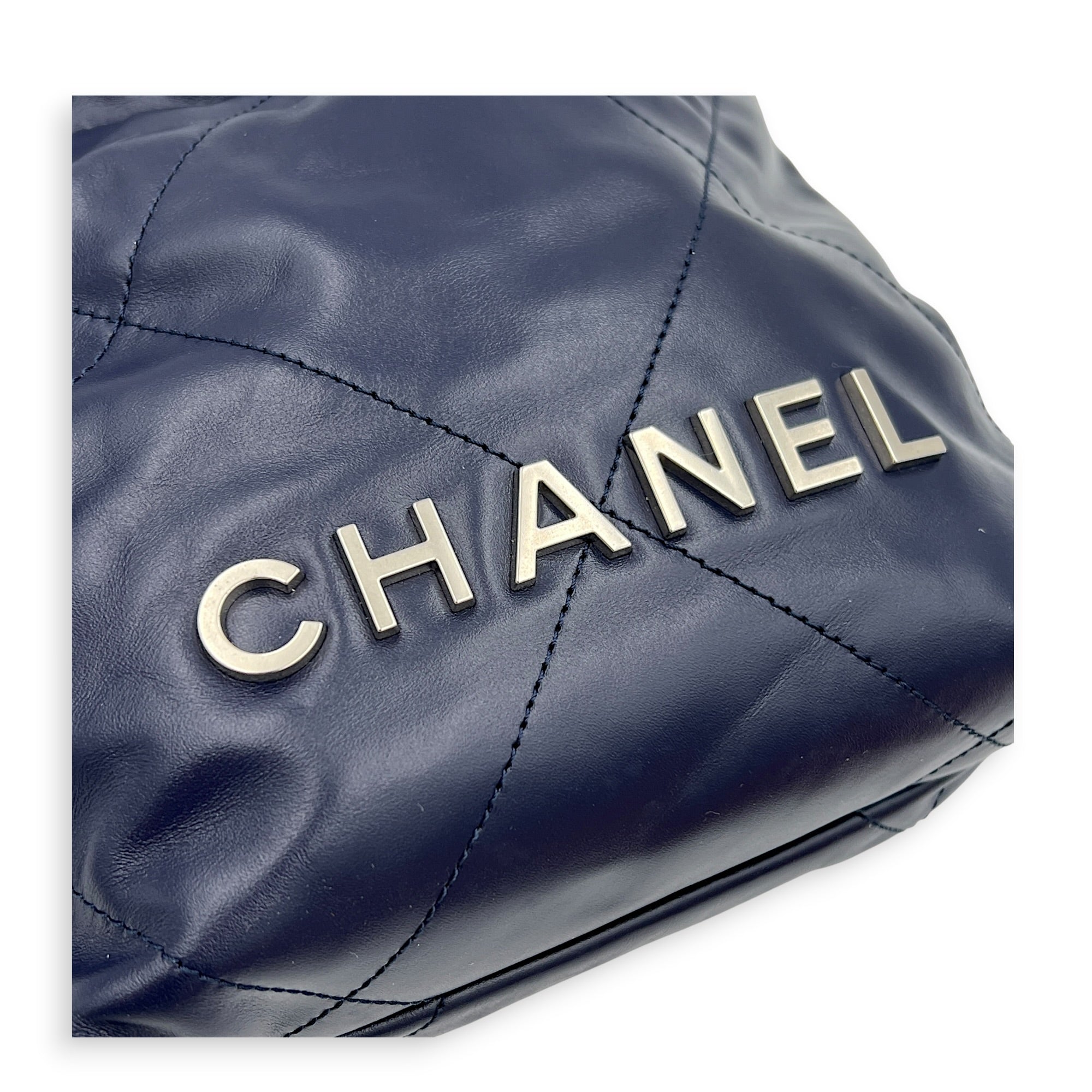 C22 Shoulder Bag Mini Blue in Calfskin, Silver hardware