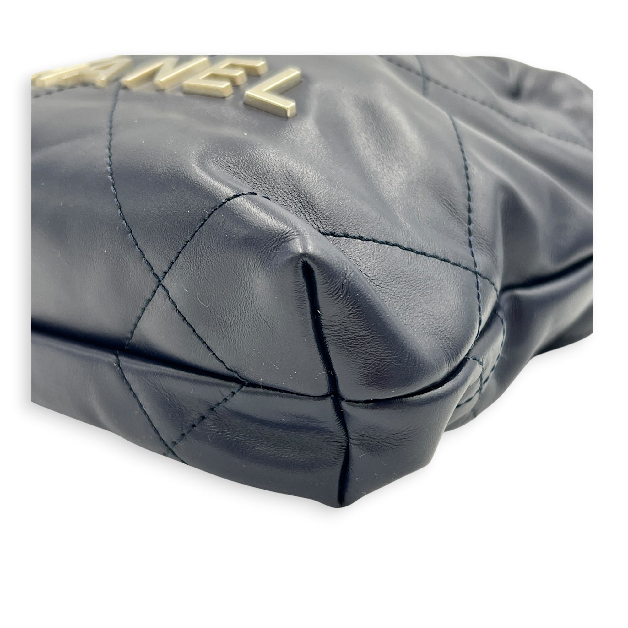 C22 Shoulder Bag Mini Blue in Calfskin, Silver hardware