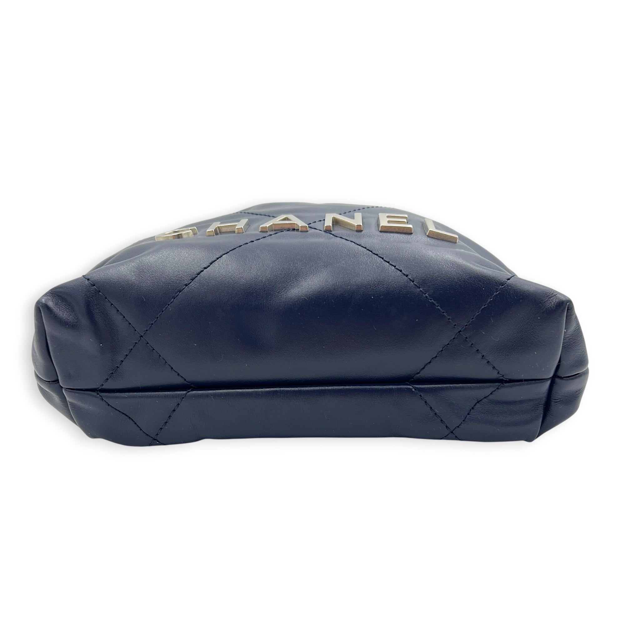 C22 Shoulder Bag Mini Blue in Calfskin, Silver hardware